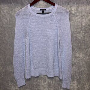 Eileen Fisher Sweater Womens Light Blue XS Organic Linen Blend Open Knit Raglan
